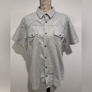 Moonshine Spirit Shirt Men’s Medium Gray Pearl Snap Button Up Casual Western